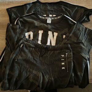 PINK green camo shiny rose gold 3 piece set